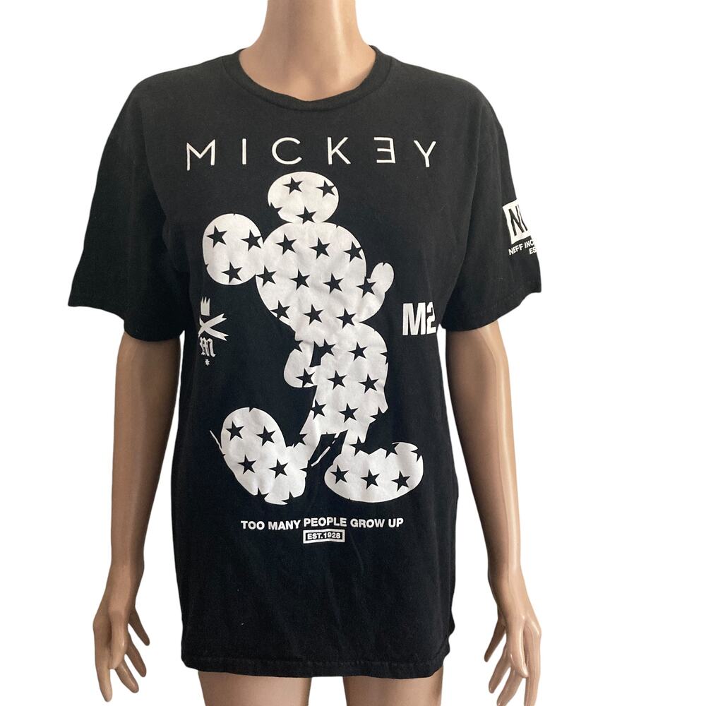 Neff Disney Mickey Mouse Tshirt Mens Medium Black White Stretch